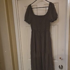 Chic Puff Sleeve Maxi Dress in Green